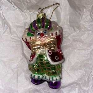 Ameri Christmas Holiday Clown Glass Ornament